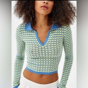 Bershka Cropped Collard Long Sleeve